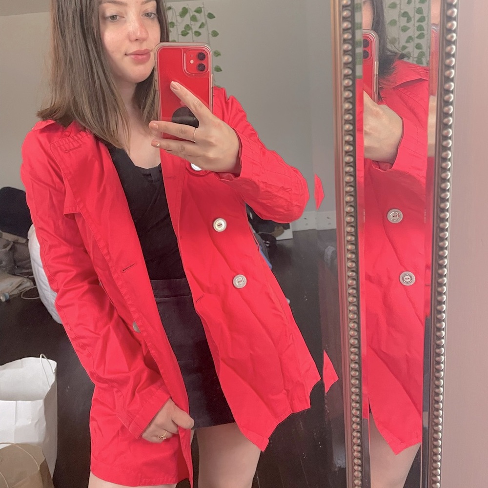 EXPRESS SMALL CORAL RAIN JACKET/TRENCH COAT